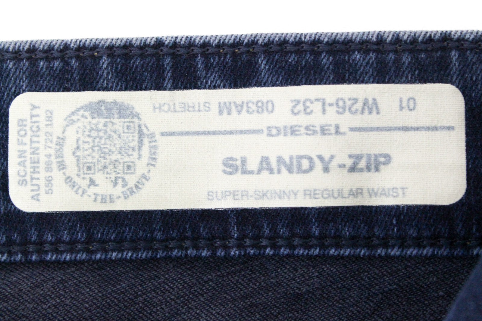 DIESEL Slandy-Zip 083AM Women Jeans W26/L32 Super Skinny Fit Blue Denim Zip