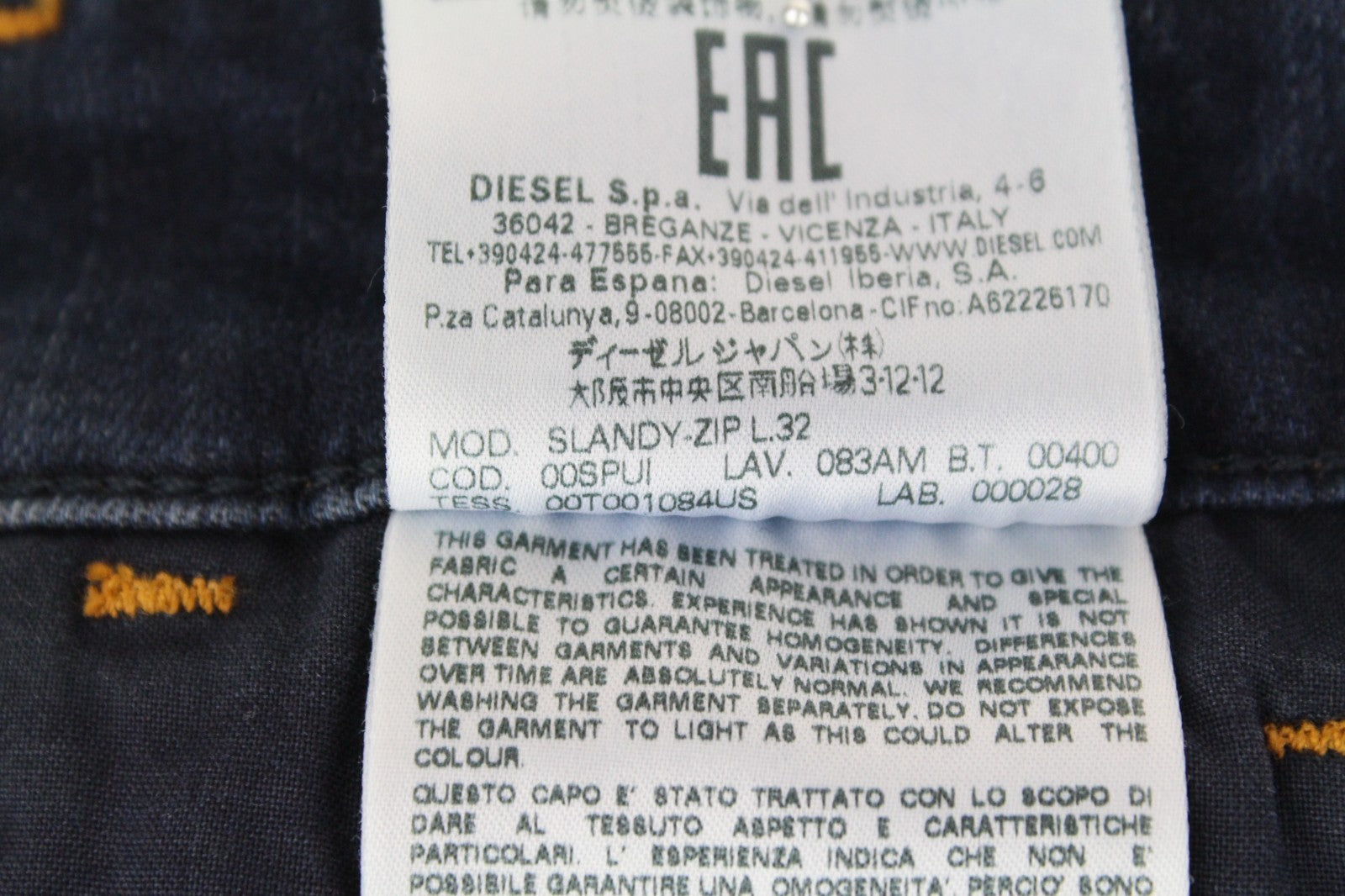 DIESEL Slandy-Zip 083AM Women Jeans W27/L32 Blue Super Skinny Fit Denim Zip