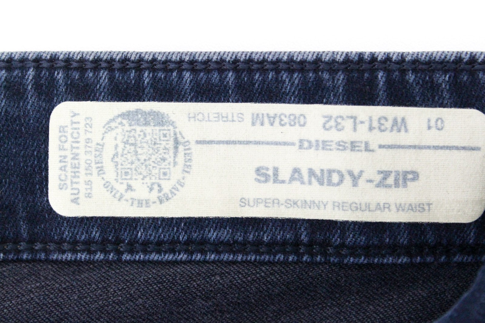 DIESEL Slandy-Zip 083AM Women Jeans W31/L32 Super Skinny Fit Denim Zip Blue