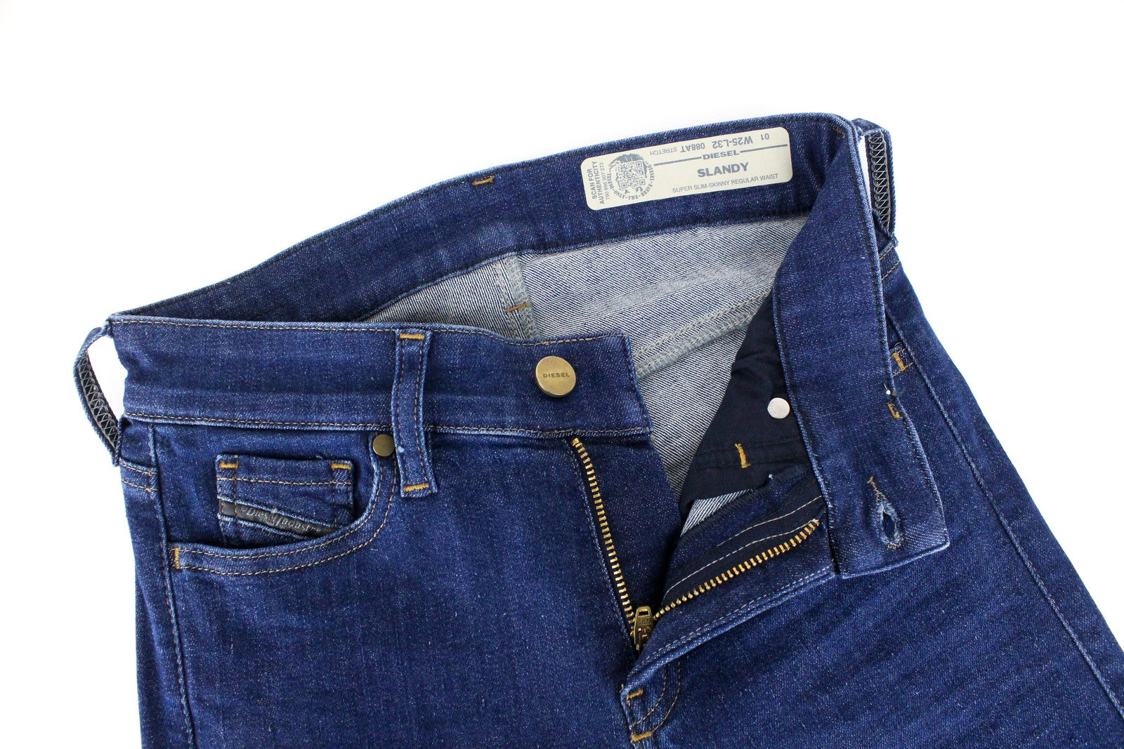 DIESEL Slandy 088AT Women Jeans W25/L32 Blue Super Skinny Fit Distressed Hems