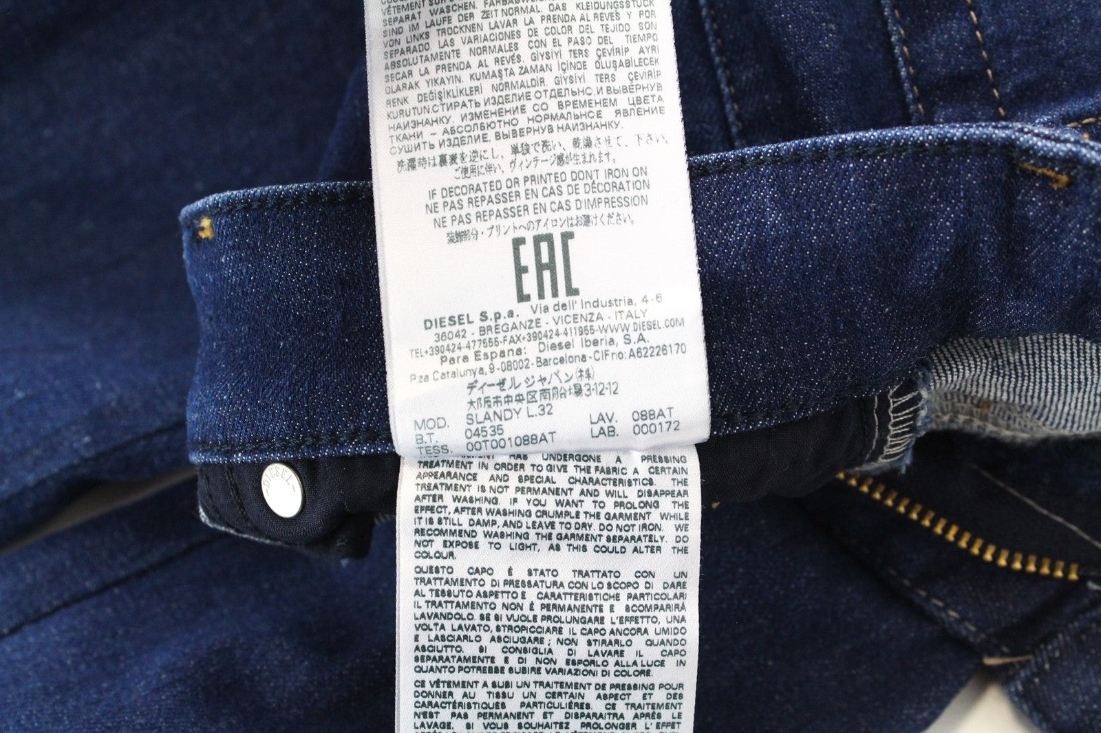 DIESEL Slandy 088AT Women Jeans W27/L32 Blue Distressed Hems Super Skinny Denim
