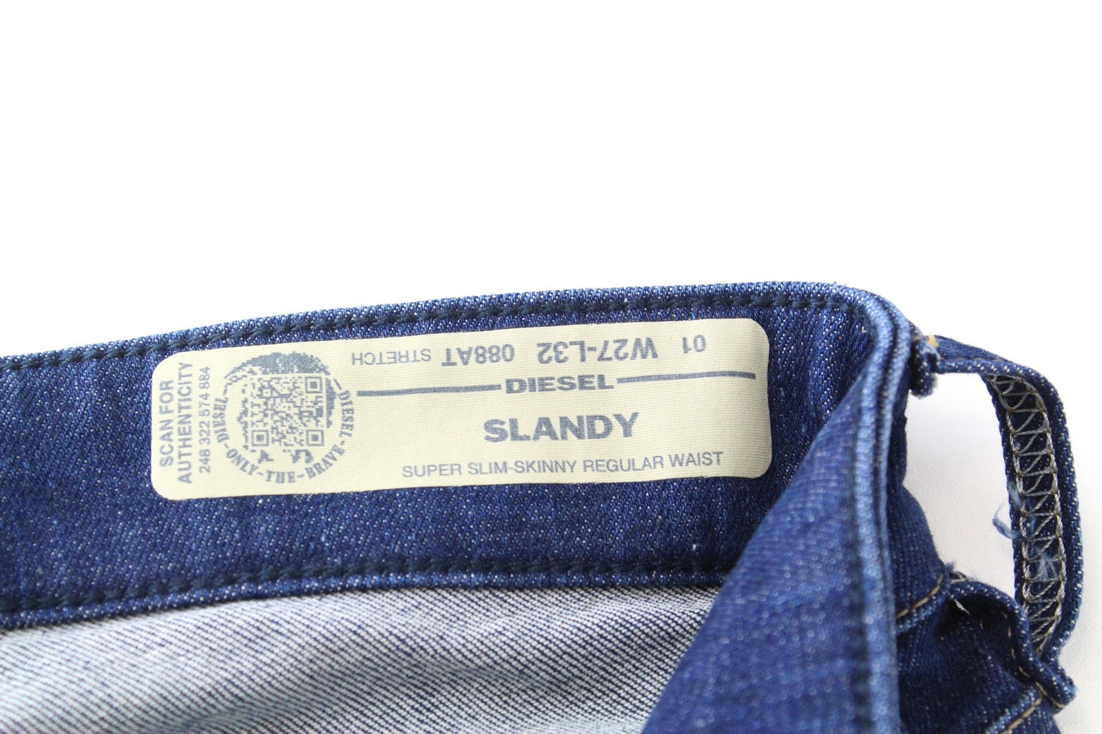 DIESEL Slandy 088AT Women Jeans W27/L32 Blue Distressed Hems Super Skinny Denim