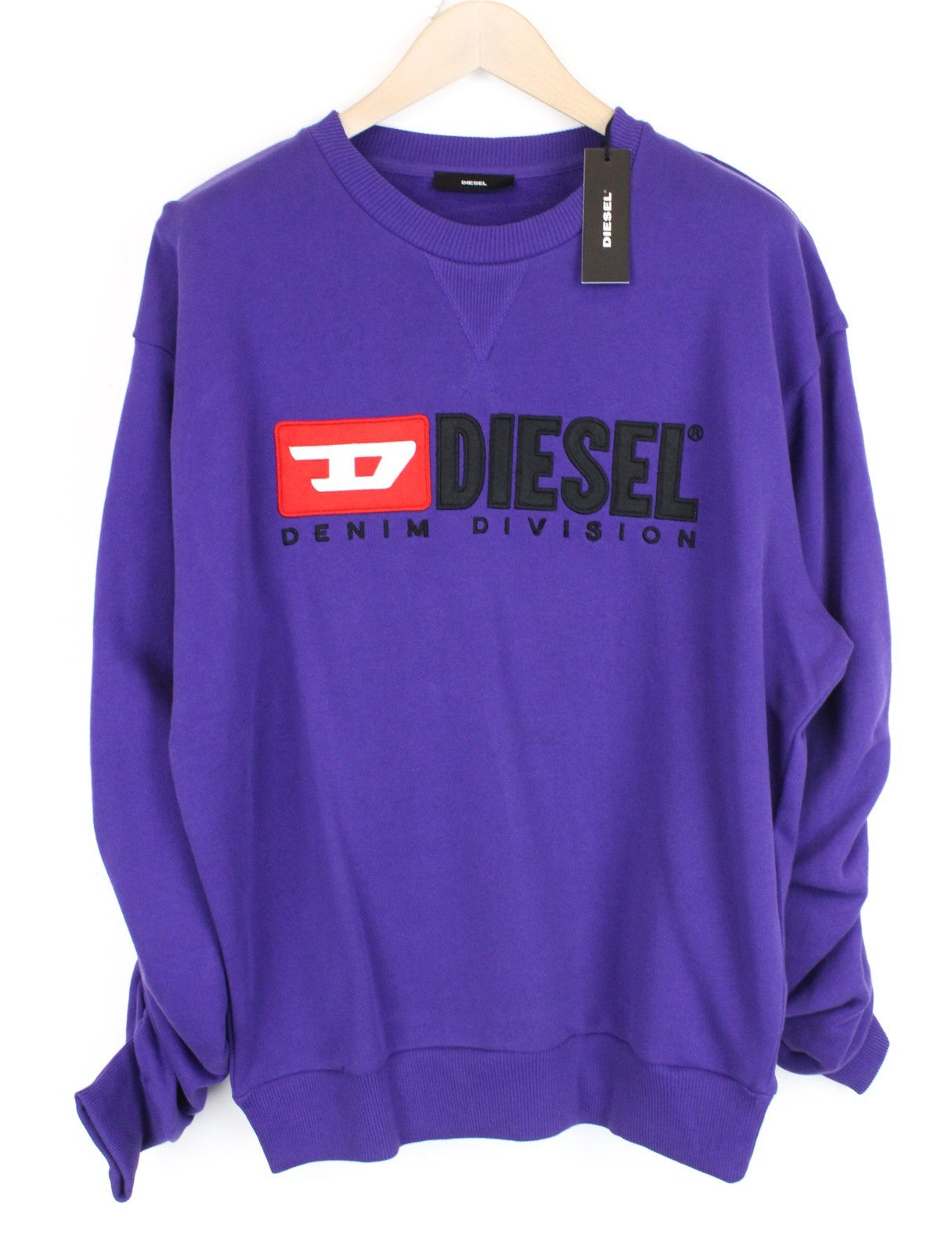 DIESEL F-Arap Felpa Women Sweatshirt XS Purple Pulled Sleeves Oversized Fit
