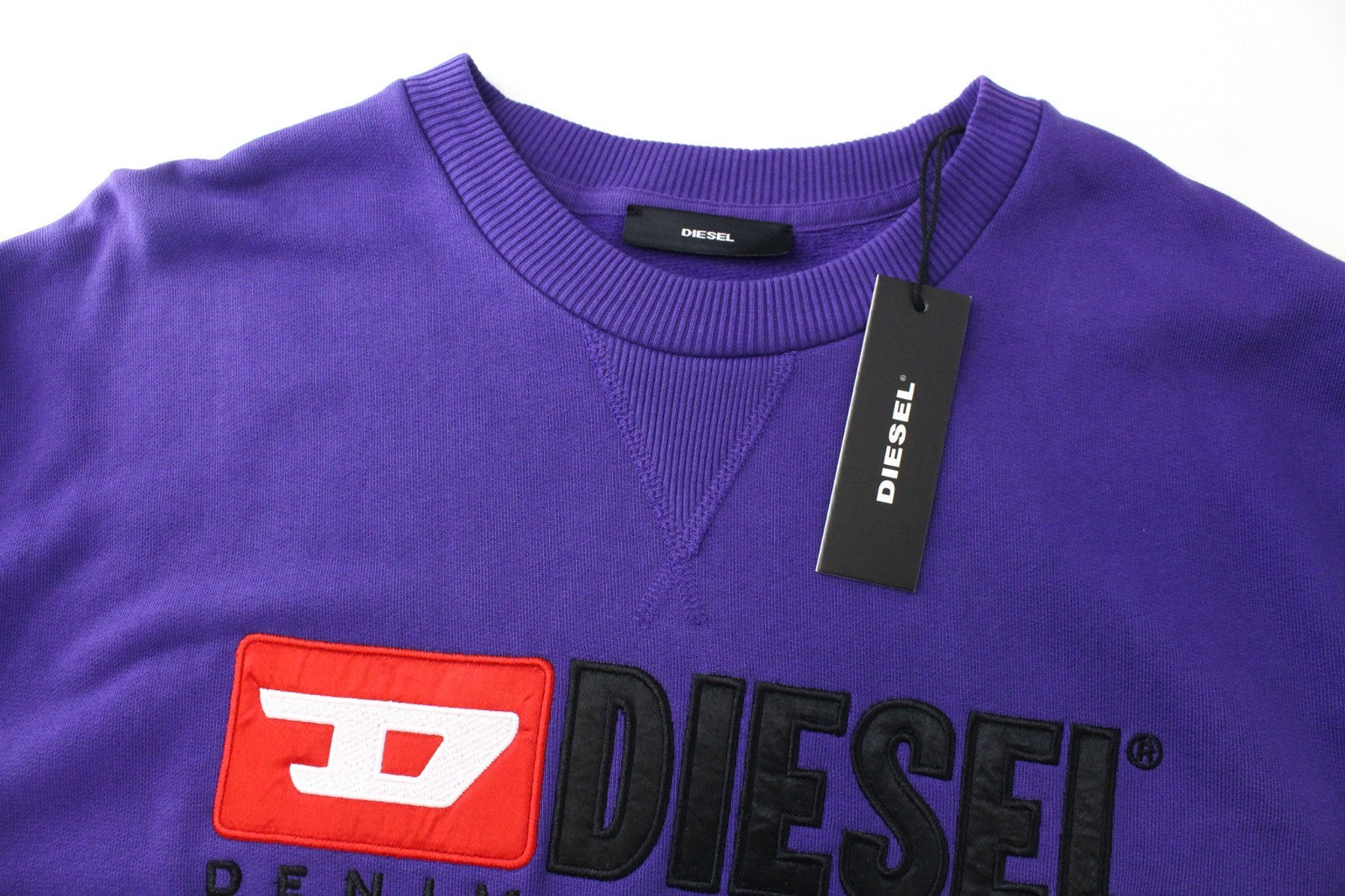 DIESEL F-Arap Felpa Women Sweatshirt XS Purple Pulled Sleeves Oversized Fit
