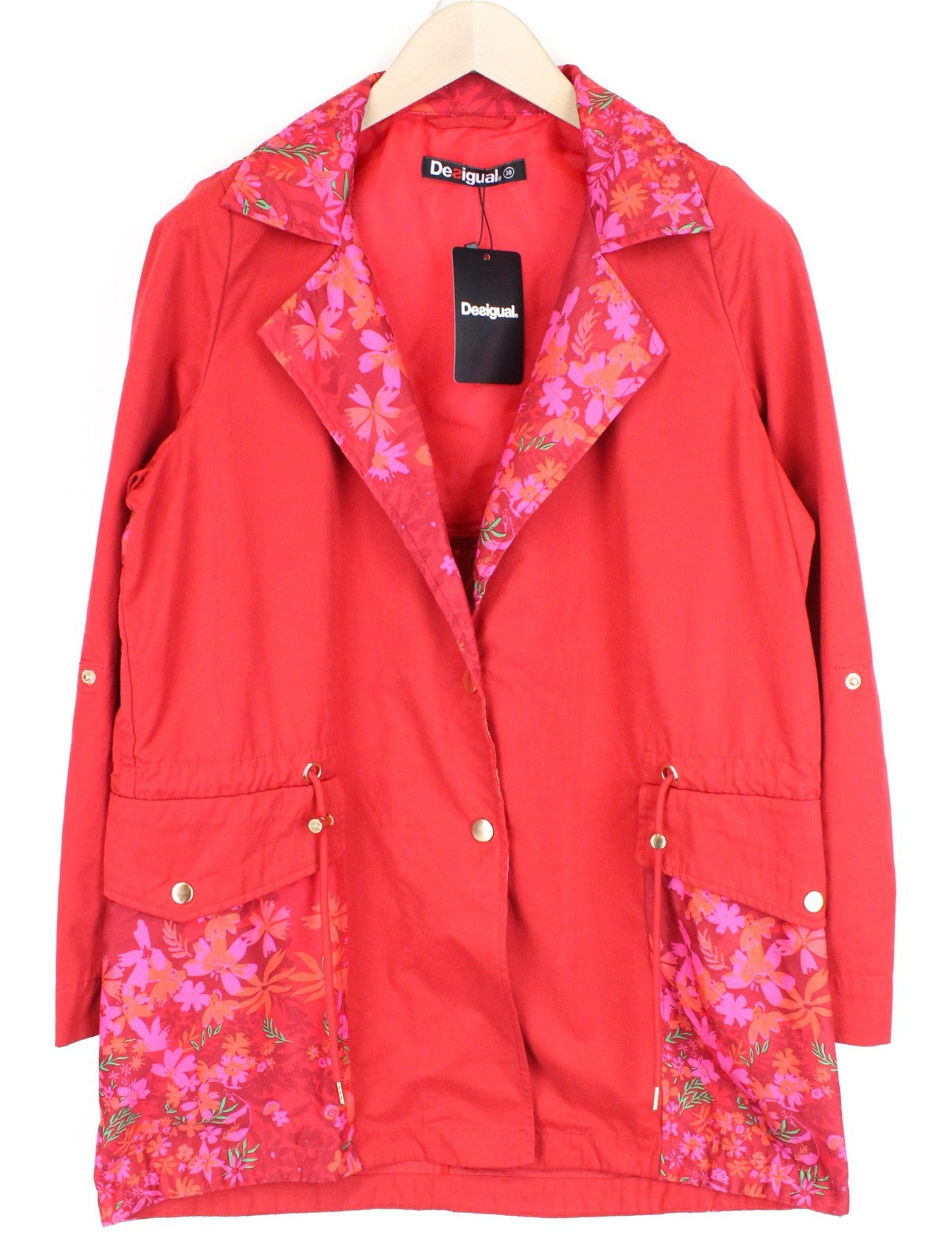 DESIGUAL Chaq Delphine Women Jacket 38 M Floral Patterned Mid-Length Colourful