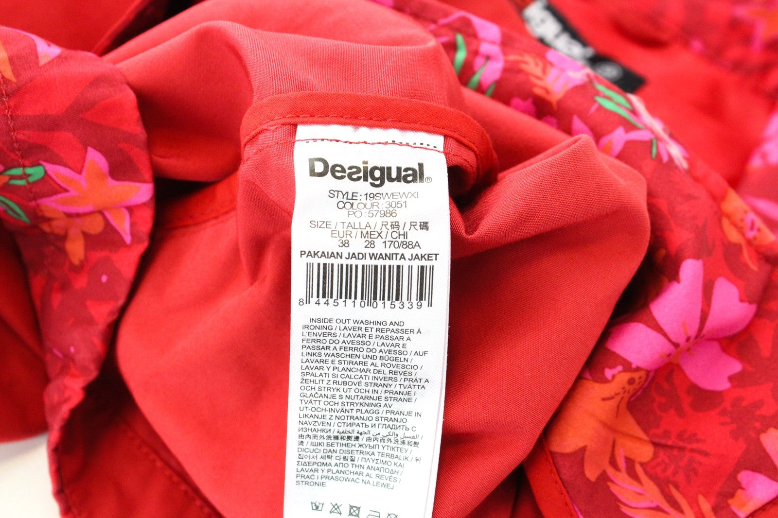 DESIGUAL Chaq Delphine Women Jacket 38 M Floral Patterned Mid-Length Colourful