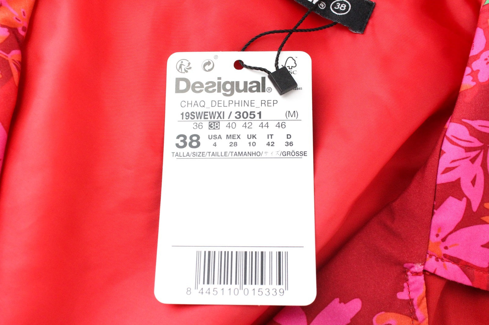 DESIGUAL Chaq Delphine Women Jacket 38 M Floral Patterned Mid-Length Colourful