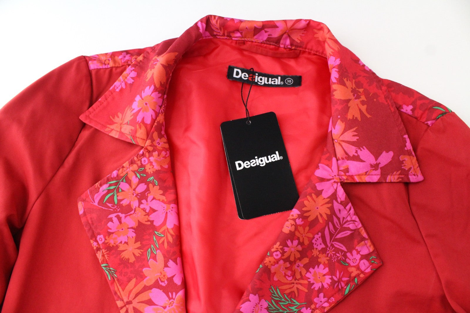 DESIGUAL Chaq Delphine Women Jacket 38 M Colourful Floral Patterned Mid Length