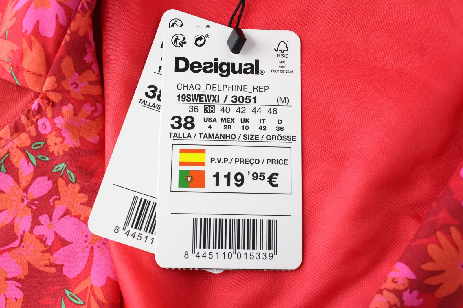 DESIGUAL Chaq Delphine Women Jacket 38 M Colourful Floral Patterned Mid Length