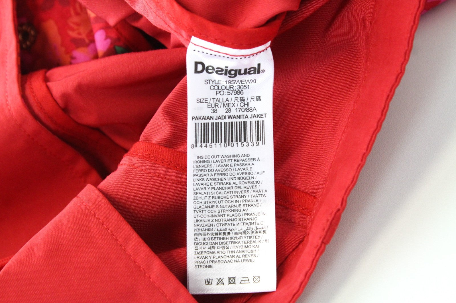 DESIGUAL Chaq Delphine Women Jacket 38 M Mid-Length Colourful Floral Patterned