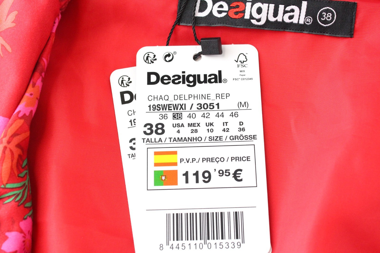 DESIGUAL Chaq Delphine Women Jacket 38 M Mid-Length Colourful Floral Patterned