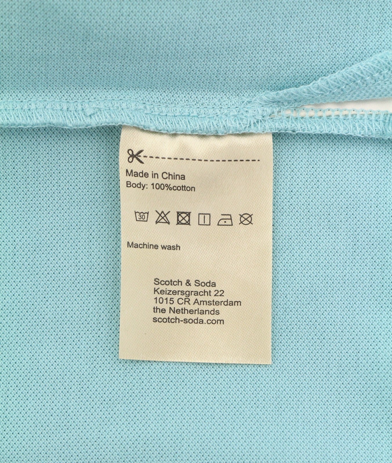 SCOTCH & SODA Men Polos M Sea Blue Half Button Cotton Short Sleeved