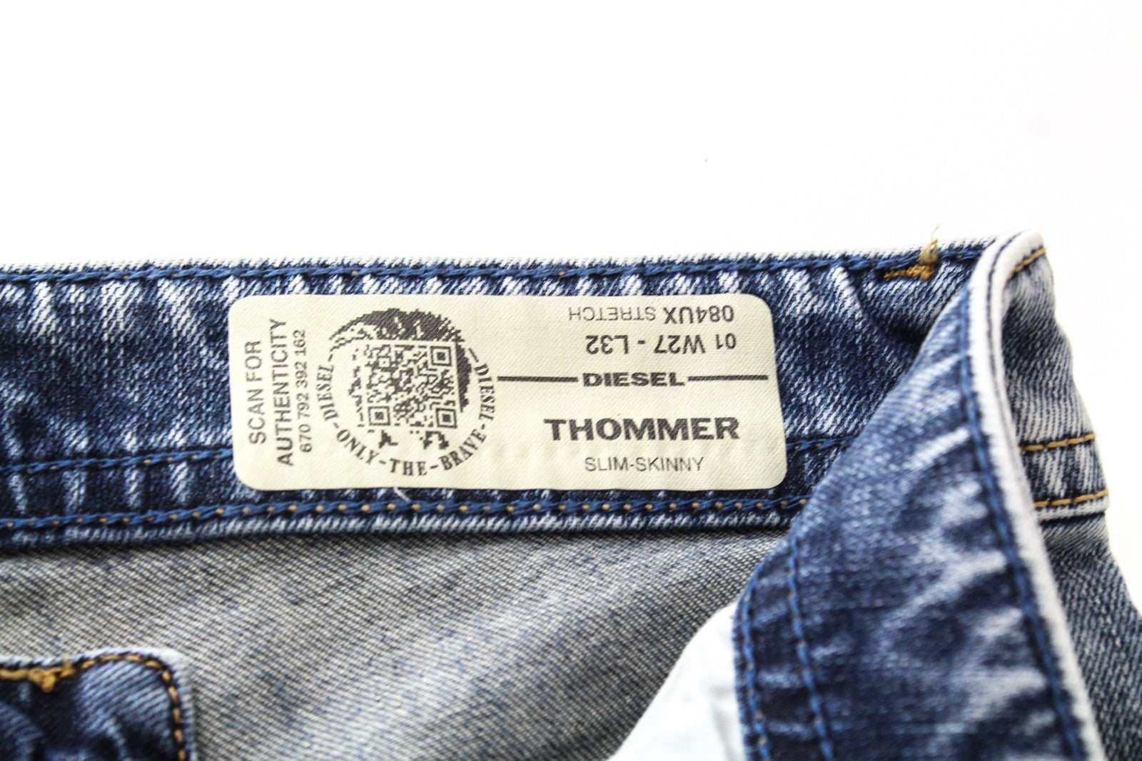 DIESEL Thommer 084UX Men Jeans W27/L32 Stone Washed Boys Skinny Stained Zip-Fly