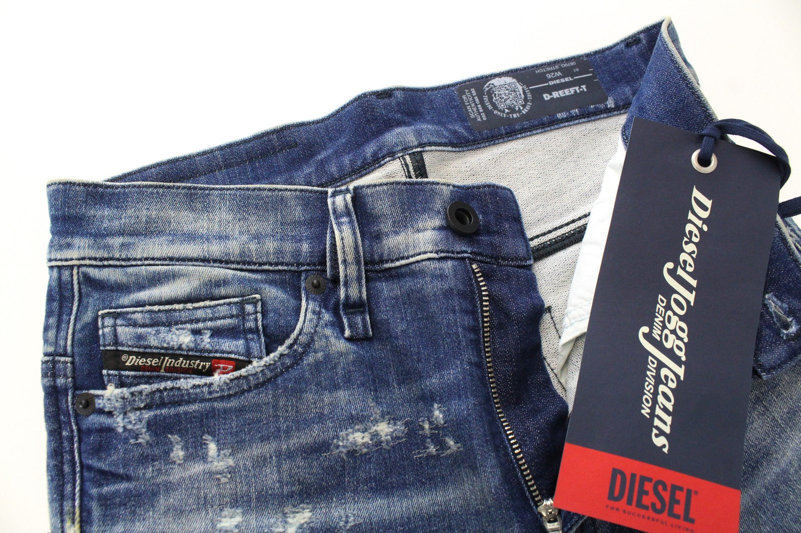 DIESEL D-Reeft-T 0870O Men Jeans W26 Sweat Jogg Skinny Boys Distressed Stained