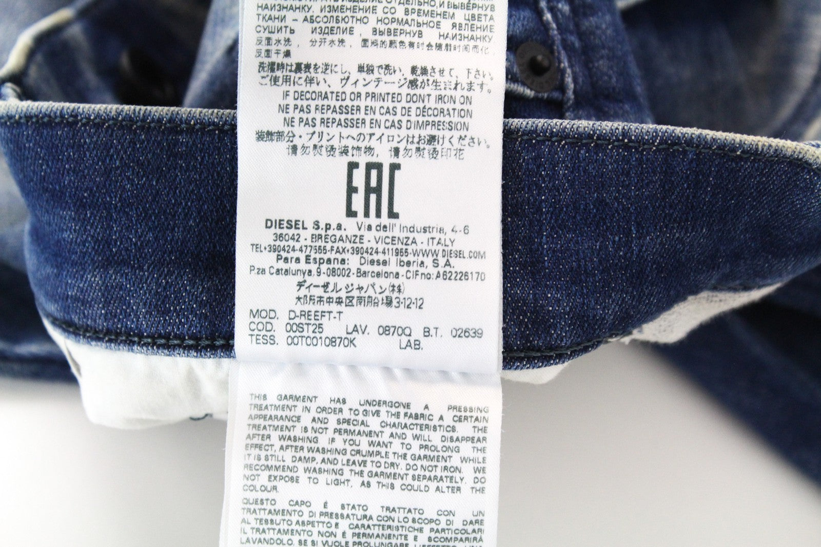 DIESEL D-Reeft-T 0870O Men Jeans W26 Sweat Jogg Skinny Boys Distressed Stained