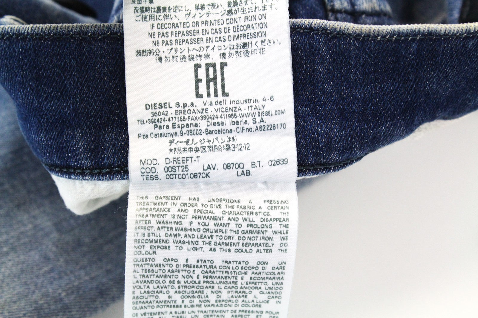DIESEL D-Reeft-T 0870O Men Jeans W26 Boys Distressed Stained Sweat Jogg Skinny