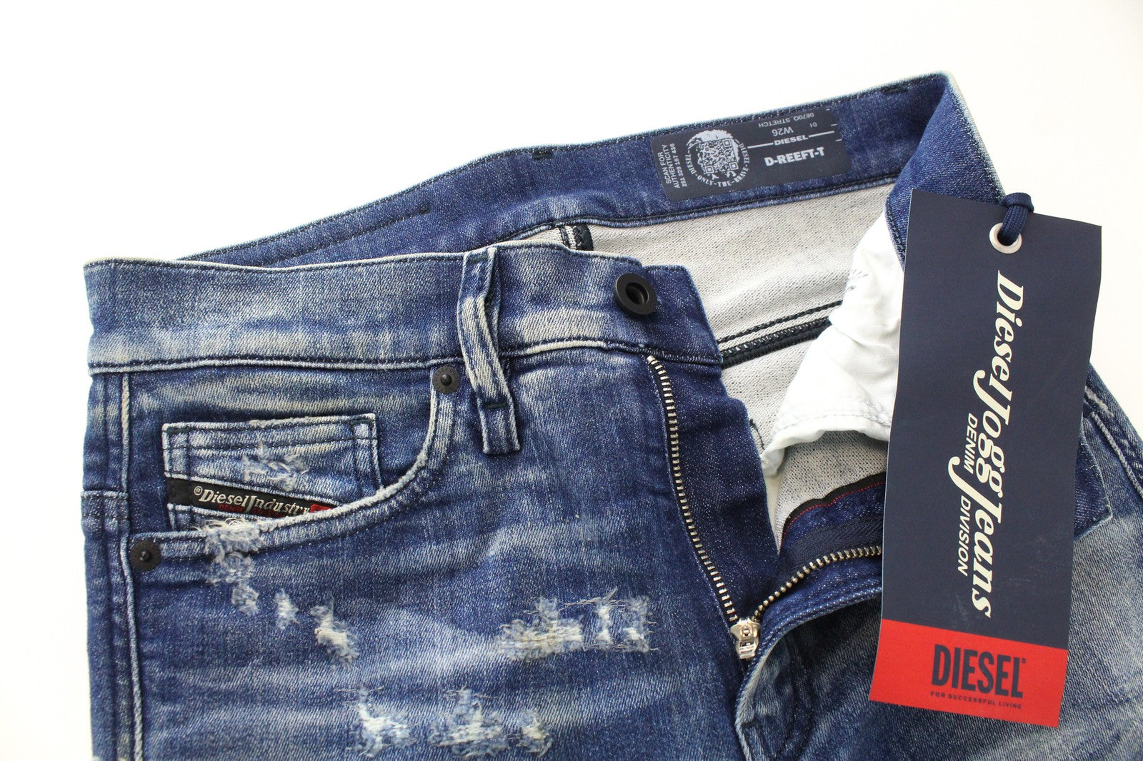 DIESEL D-Reeft-T 0870O Men Jeans W26 Stained Sweat Jogg Skinny Boys Aged Look