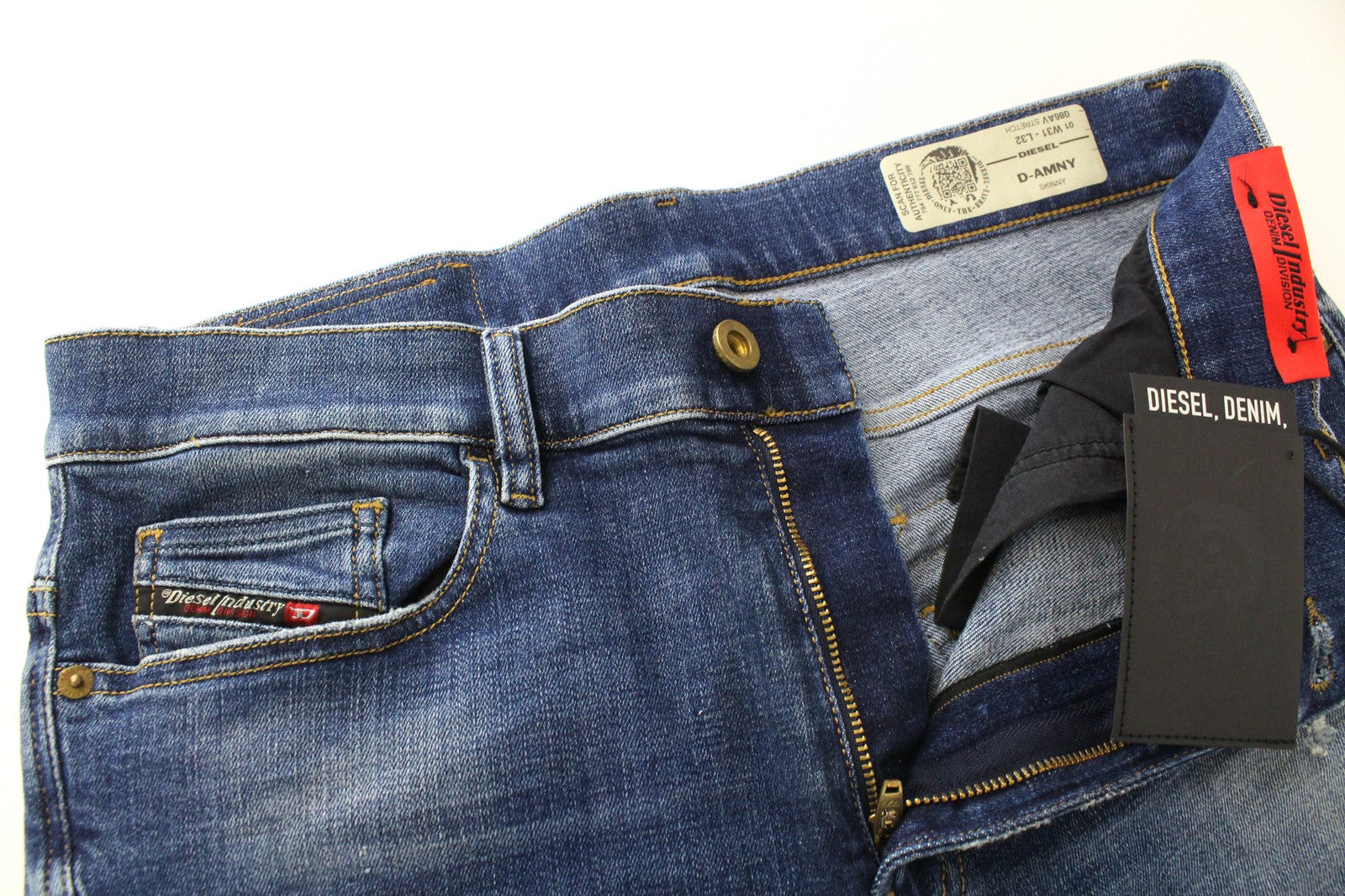 DIESEL D-Amny 086AV Men Jeans W31/L32 Stretch Zip-Fly Denim Skinny Distressed