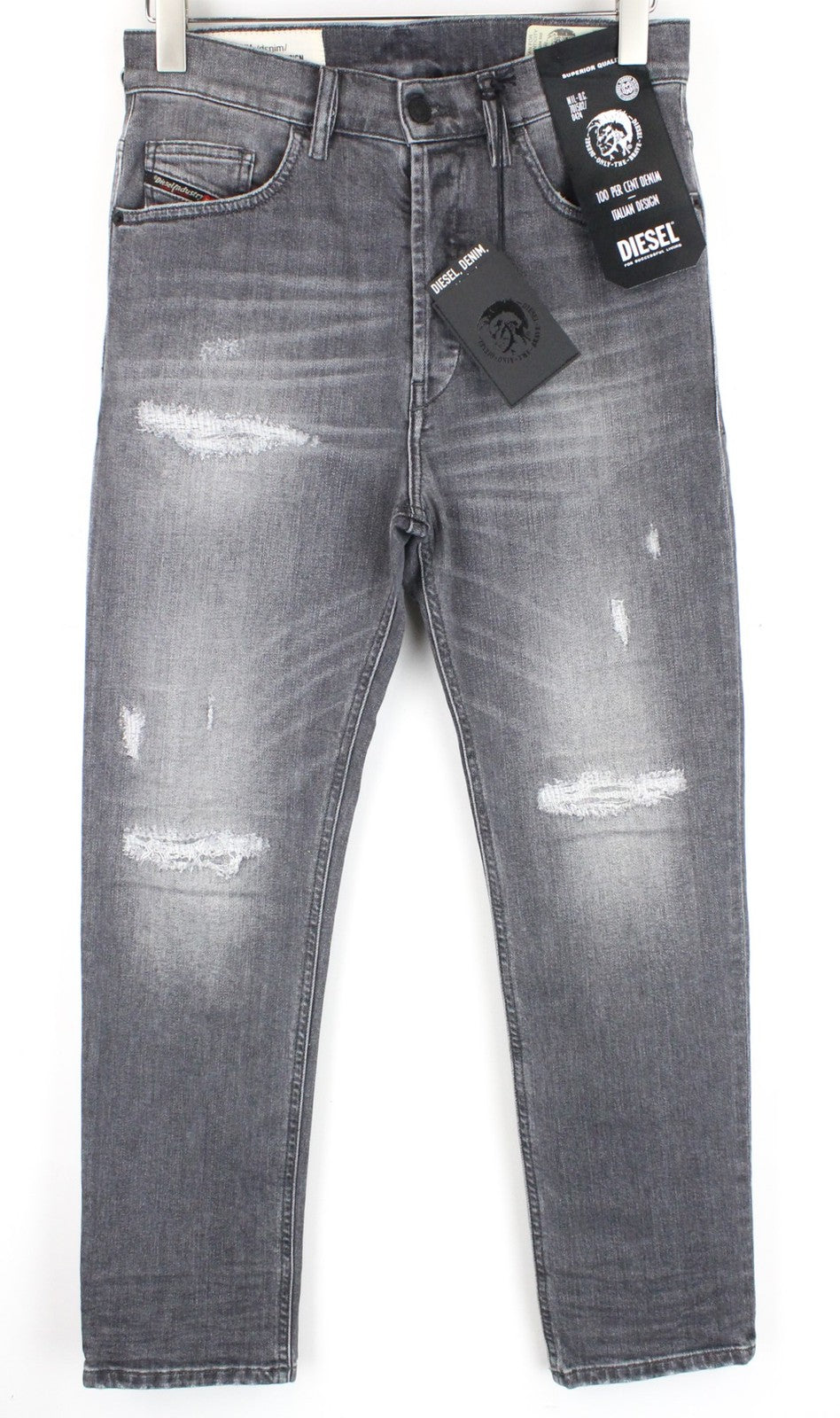 DIESEL D-Eetar 0890F Men Jeans W29/L30 Tapered Distressed Faded Grey Stretch