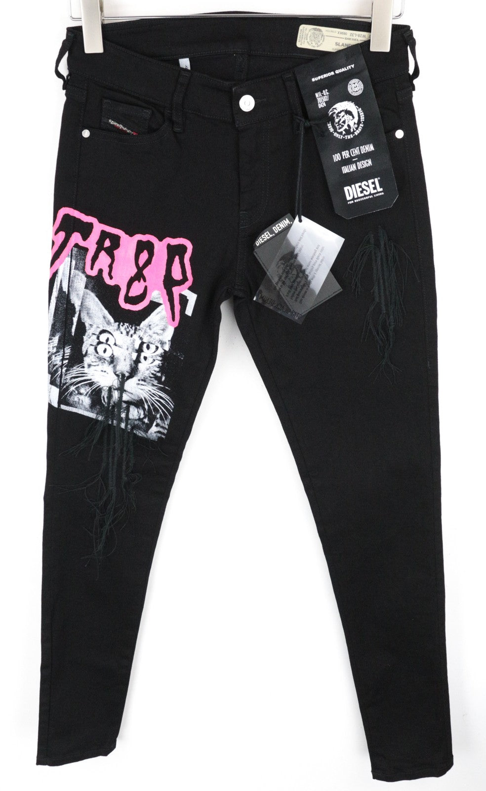 DIESEL Slandy-SP5 069KX Women Jeans W29/L32 Stretch Super Skinny Zipped Black
