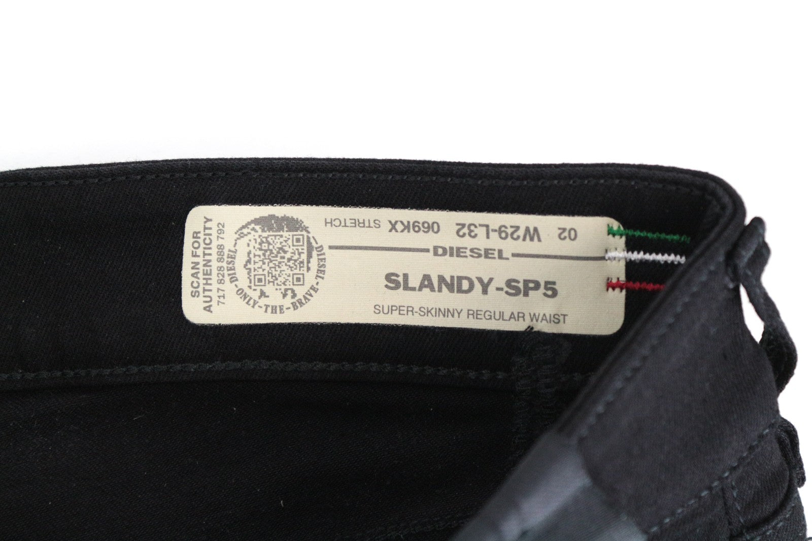 DIESEL Slandy-SP5 069KX Women Jeans W29/L32 Stretch Super Skinny Zipped Black