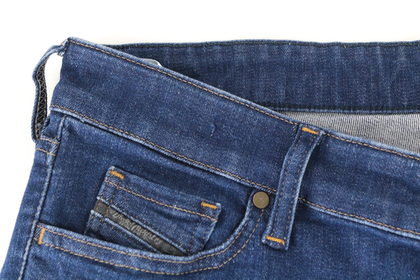 DIESEL Slandy 088AT Women Jeans W34/L32 Mid-Blue Distress Super Slim Skinny