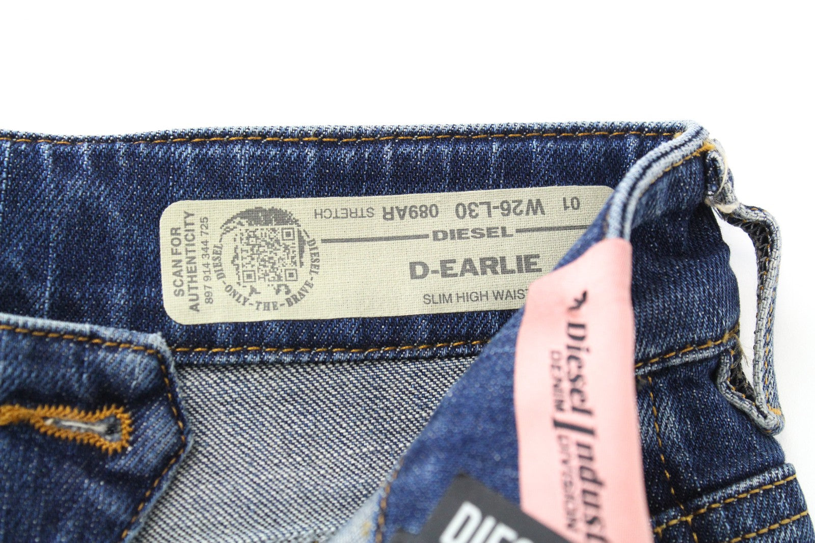 DIESEL D-Earlie 089AR Women Jeans W26/L30 High Waisted Slim Distressed Zip-Fly