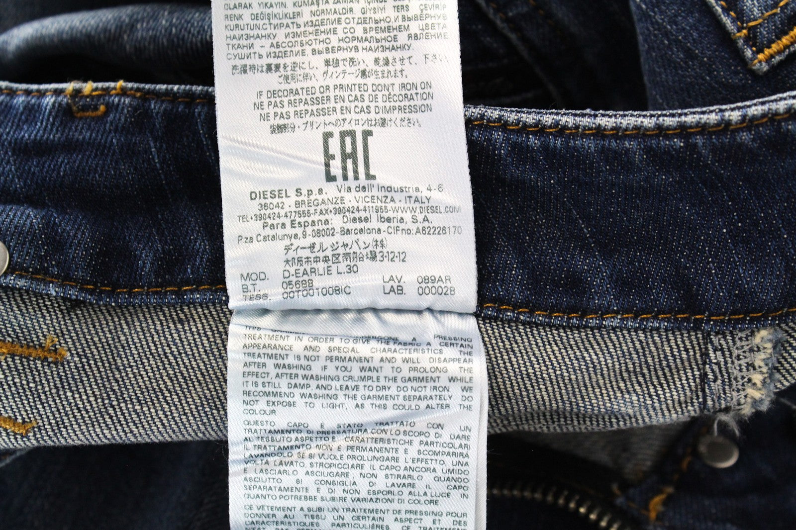DIESEL D-Earlie 089AR Women Jeans W26/L30 High Waisted Slim Distressed Zip-Fly