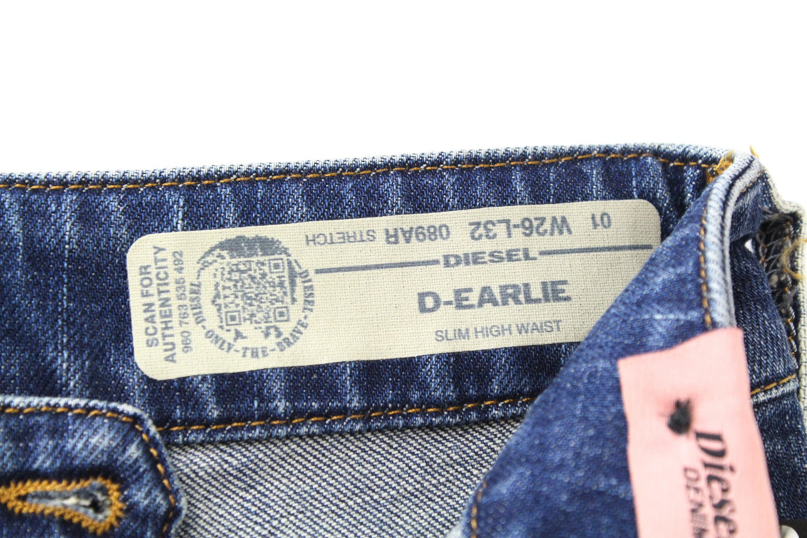 DIESEL D-Earlie 089AR Women Jeans W26/L32 Distressed Zip-Fly High Waisted Slim