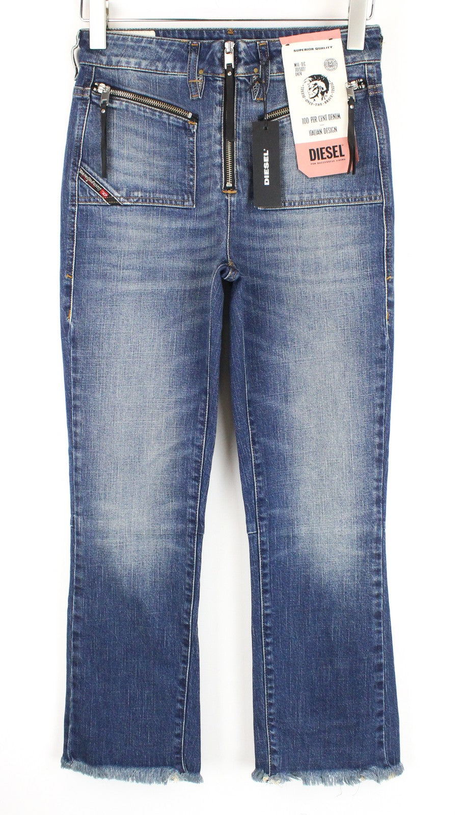 DIESEL D-Earlie 089AR Women Jeans W26/L32 High Waisted Distressed Zip-Fly Slim