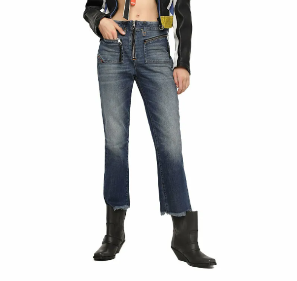 DIESEL D-Earlie 089AR Women Jeans W27/L32 High Rise Blue Distressed Zip Slim