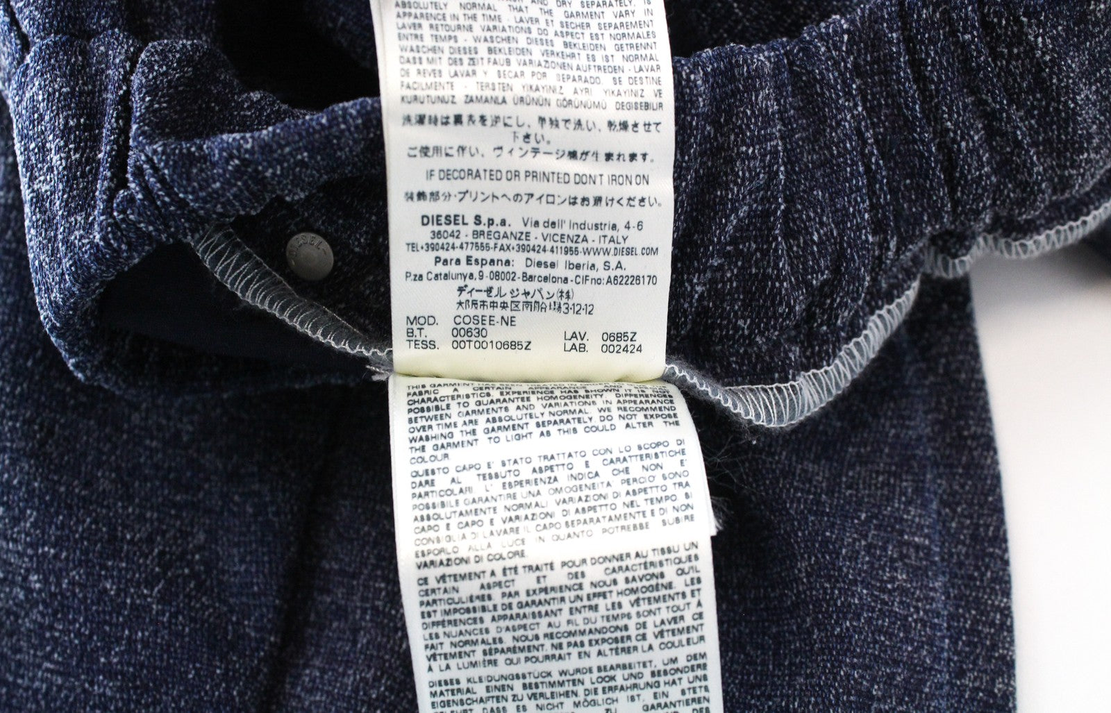 DIESEL Cosee-NE 0685Z Women Trousers W25 Blue Pull-On Sweat Jogg Boyfriend Fit