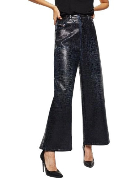 DIESEL D-Luite-SX-T 0094R Women Jeans W26 Animal Print Flared Sweat Jogg Coated
