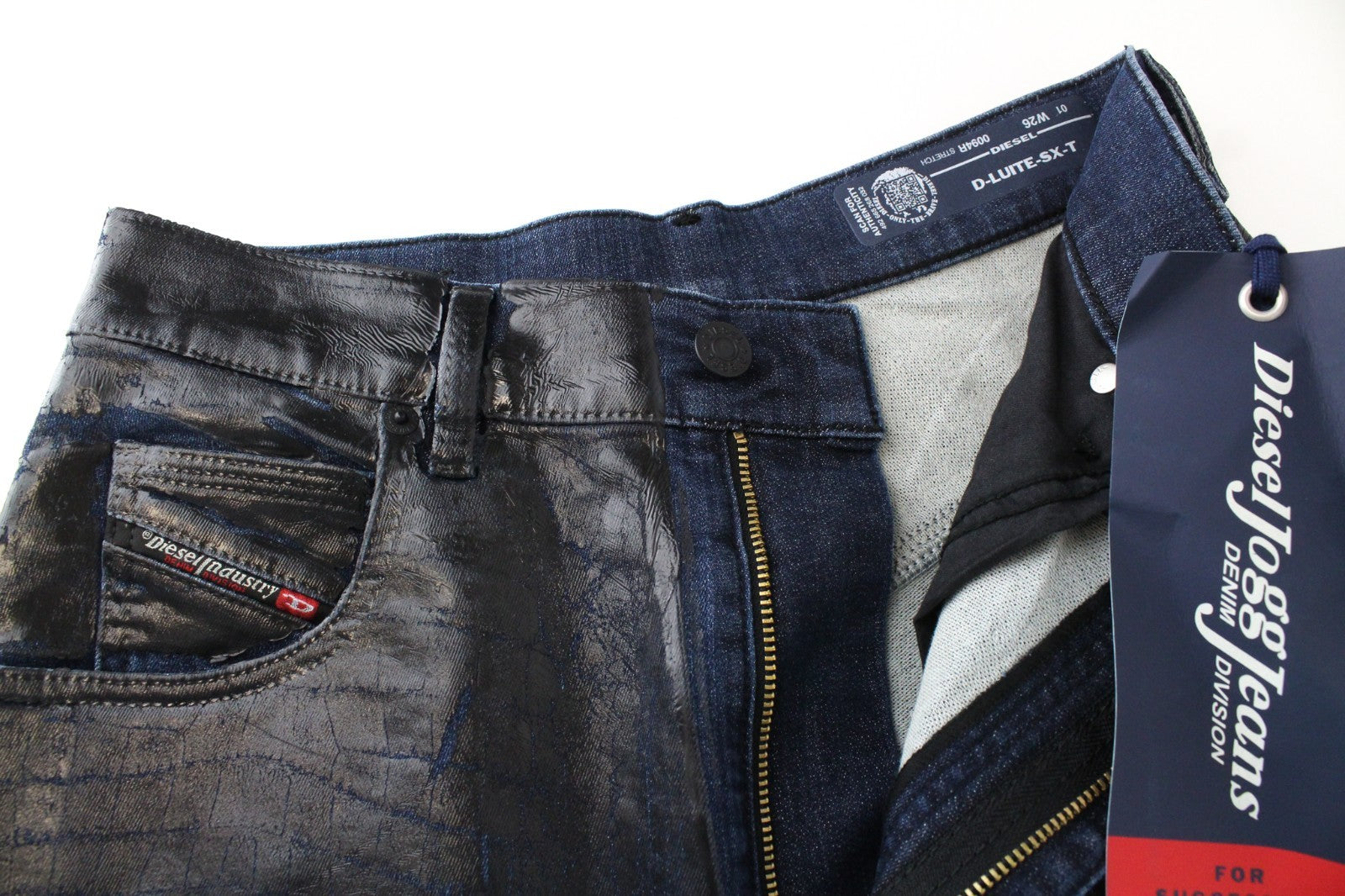 DIESEL D-Luite-SX-T 0094R Women Jeans W26 Animal Print Flared Sweat Jogg Coated