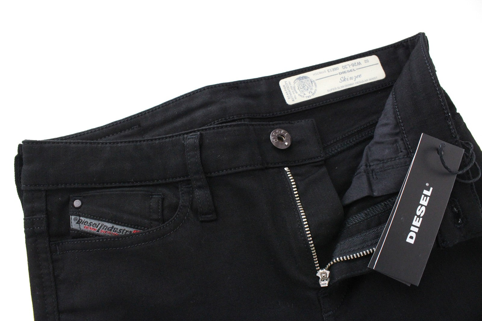 DIESEL Skinzee 08E13 Women Jeans W26/L30 Super Slim Skinny Black Distressed