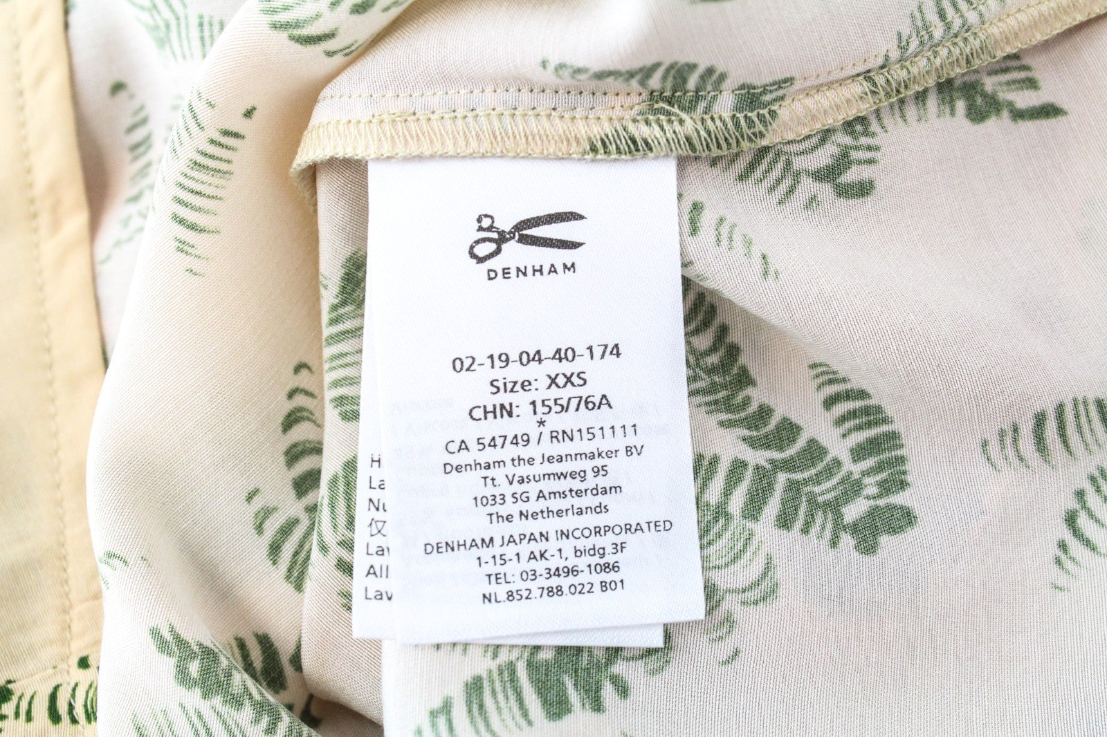 DENHAM Jessie Women Blouse 2XS Palm Leaf Printed Pastel Orange Buttoned Twill