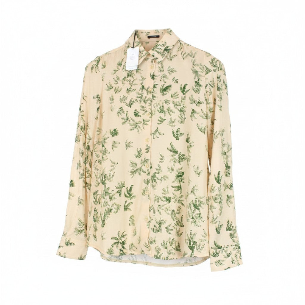 DENHAM Jessie Women Blouse XS Twill Button-Up Pastel Orange Palm Leaf Printed