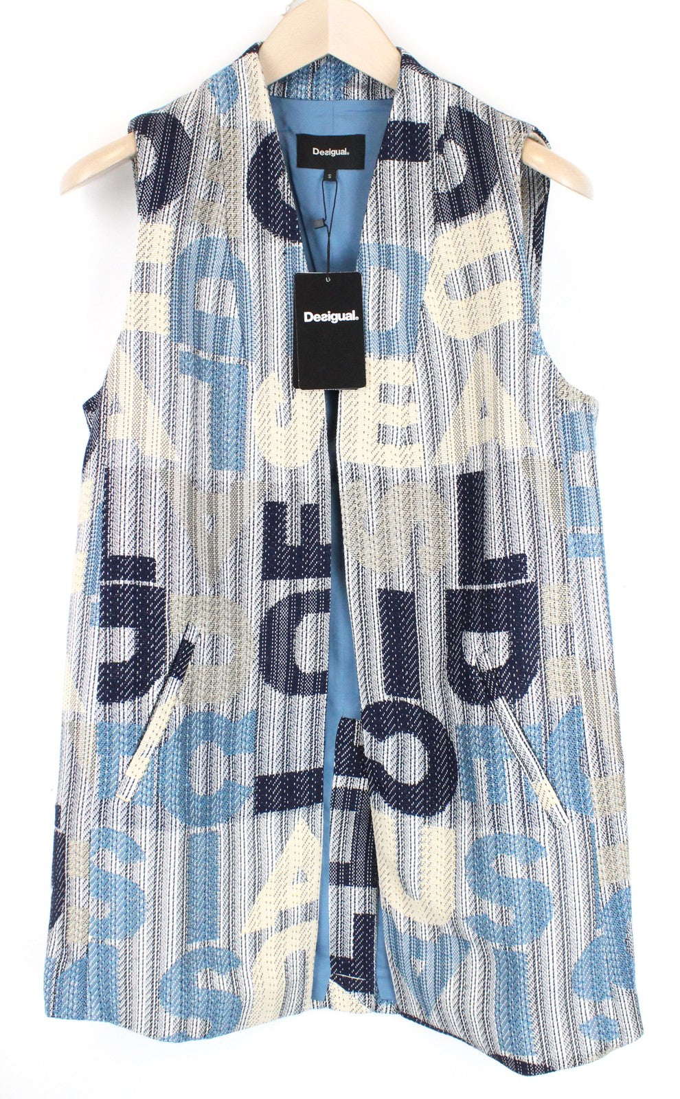 DESIGUAL Chaq Letters Women Waistcoat S Abstract Logo Print Pocketed Pullover