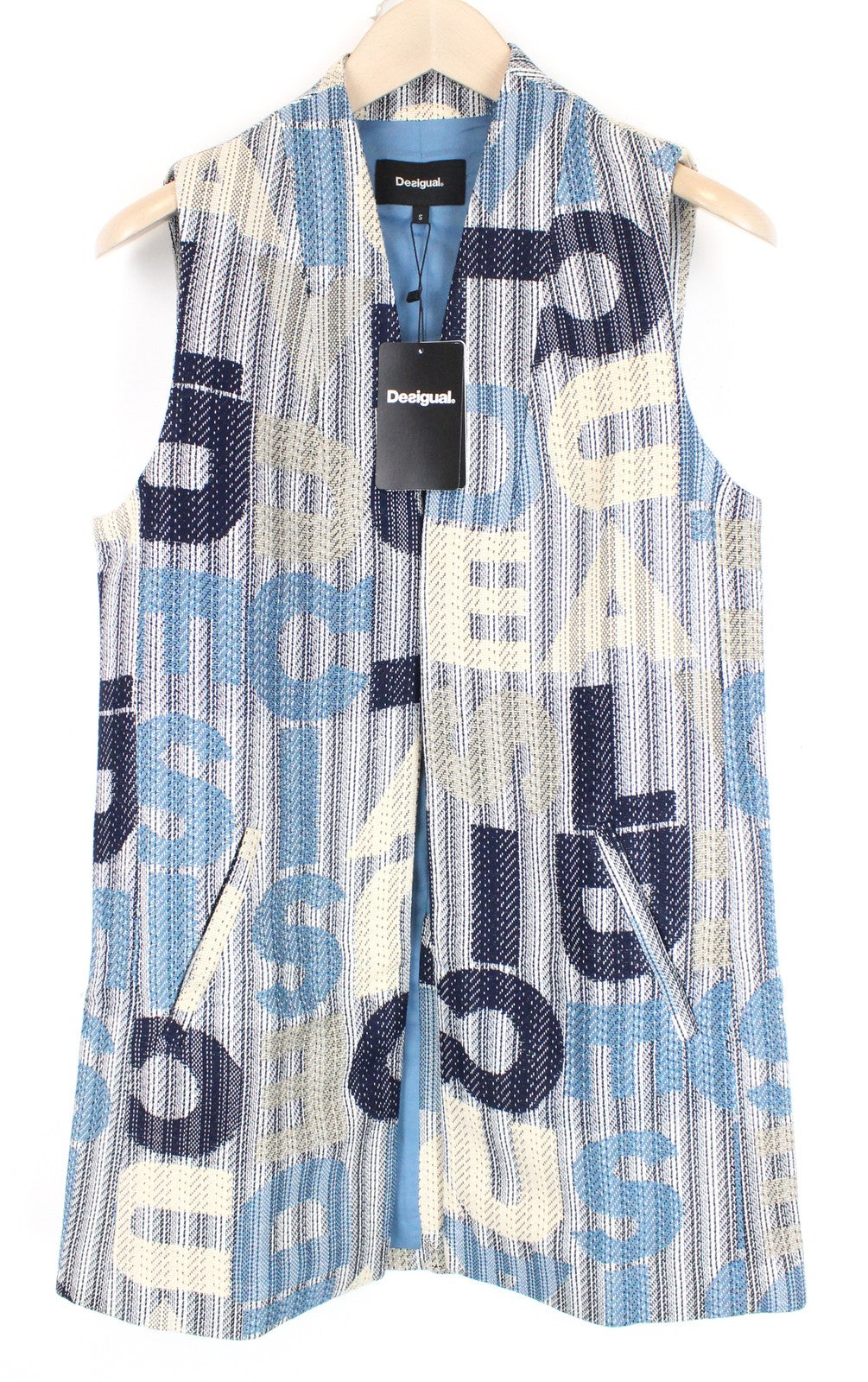 DESIGUAL Chaq Letters Women Waistcoat S Pocketed Pullover Abstract Logo Print