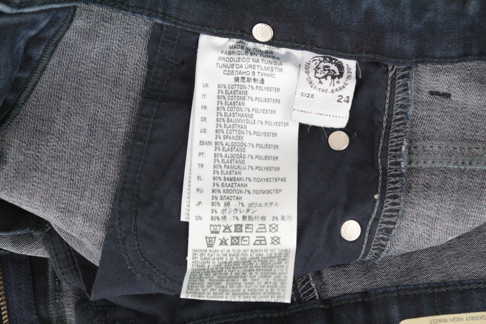DIESEL Slandy-High 0870C Women Jeans W24/L30 Super Slim Skinny Distressed Girls