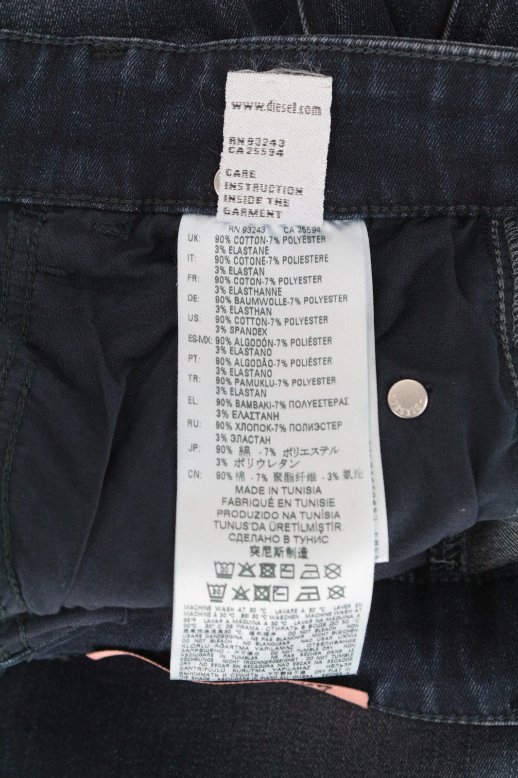 DIESEL Slandy-High 0870C Women Jeans W29/L30 Blue Distressed Washed Slim Skinny