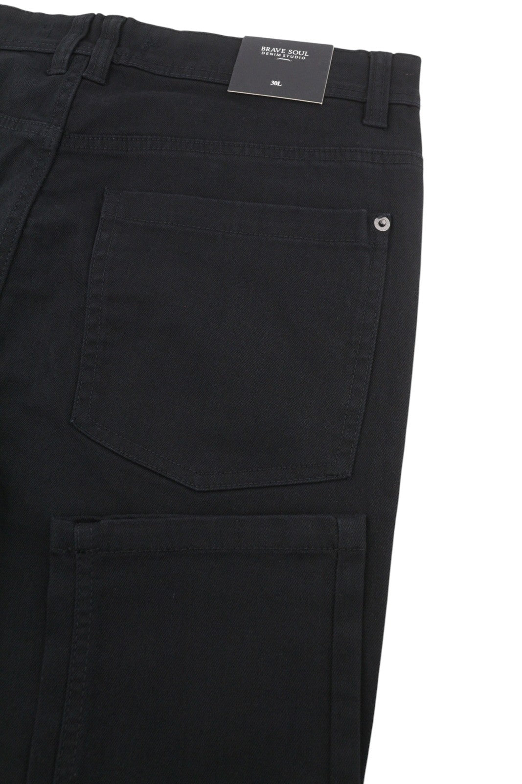 DENIM STUDIO Brave Soul Men Jeans W30 Black Button Fly Slim Fit Denim
