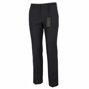 JOHN RICHMOND Women Trousers UK16 W34 Black Wool Pinstriped Flared Zip Fly