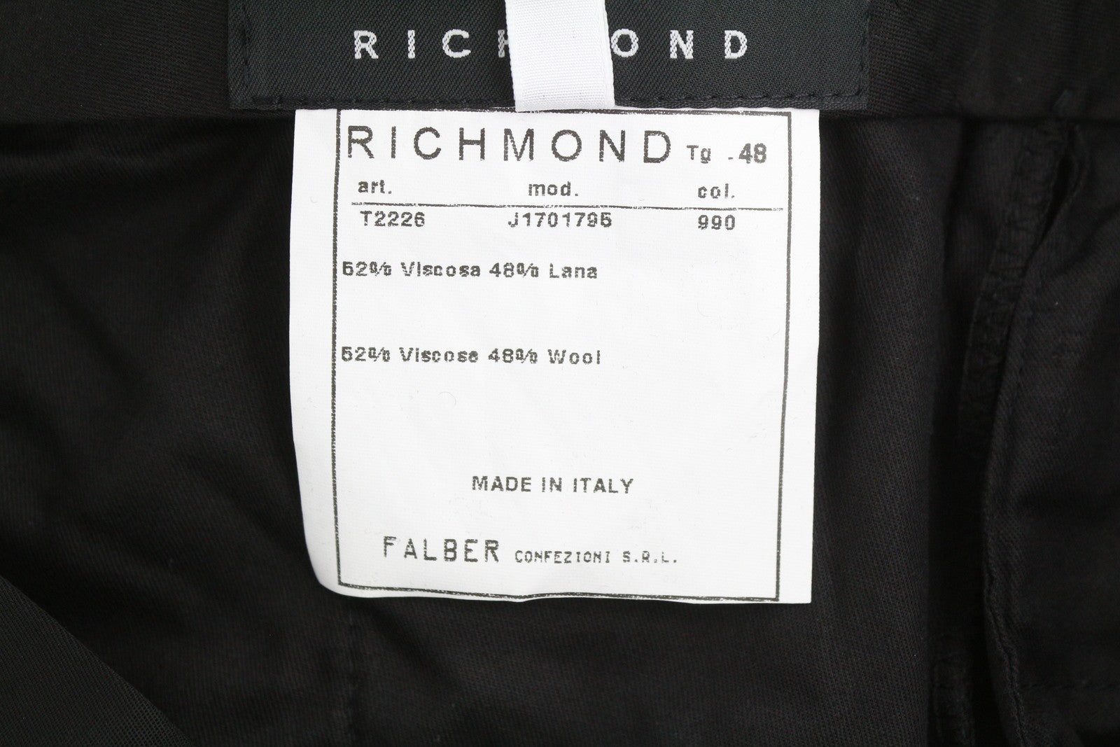 JOHN RICHMOND Women Trousers UK16 W31 Black Wool Blend Zip Fly Straight Fit