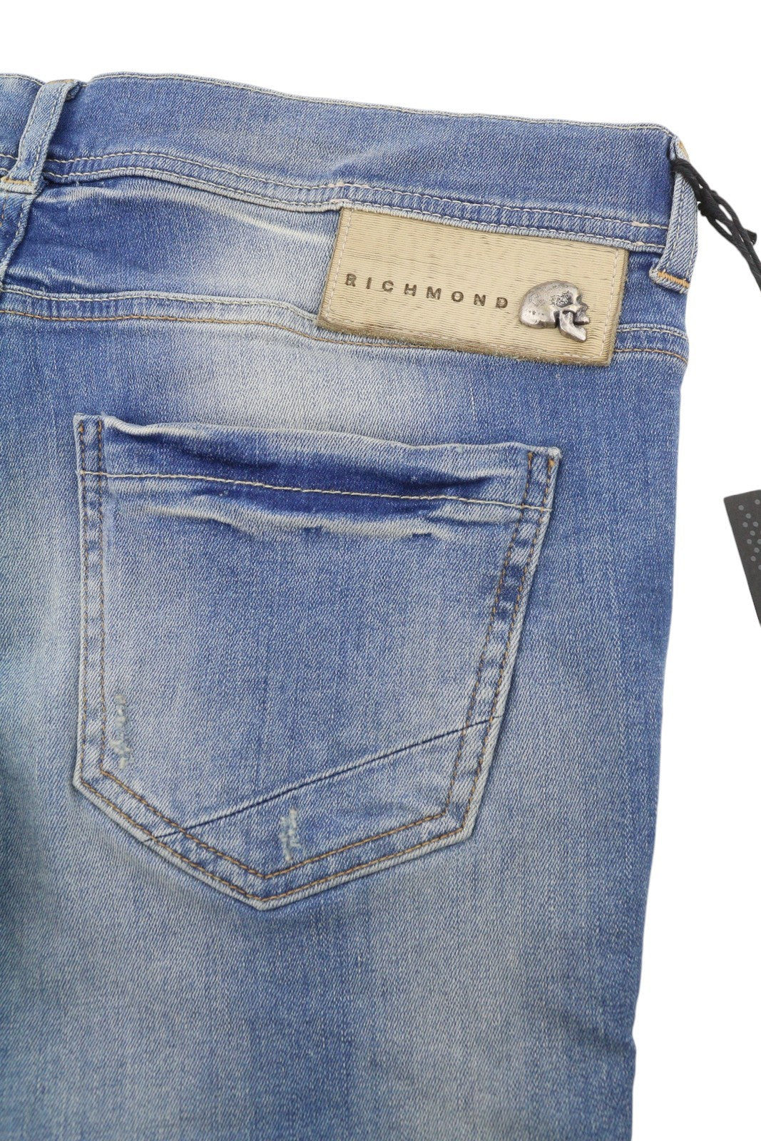 RICHMOND Women Shorts W28 Blue Whiskers Faded Distress Rhinestones Details