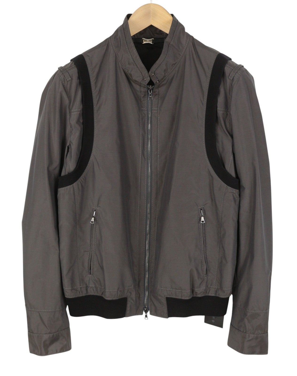 JOHN RICHMOND Women Jacket UK16 L Grey Full Zip Lightweight Bomber