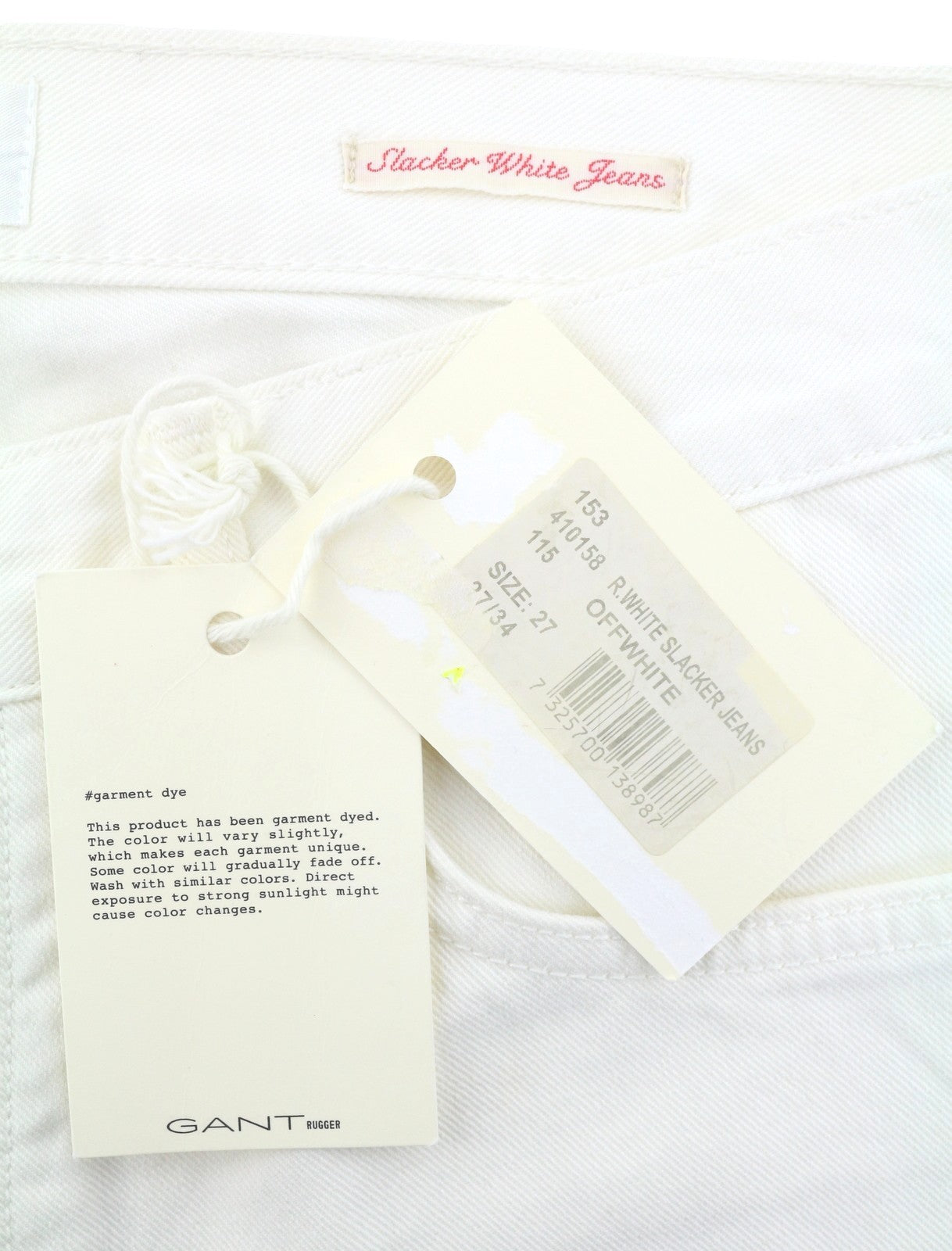 GANT Rugger Slacker White Women Jeans W27/L34 Off White Slim Fit Distress