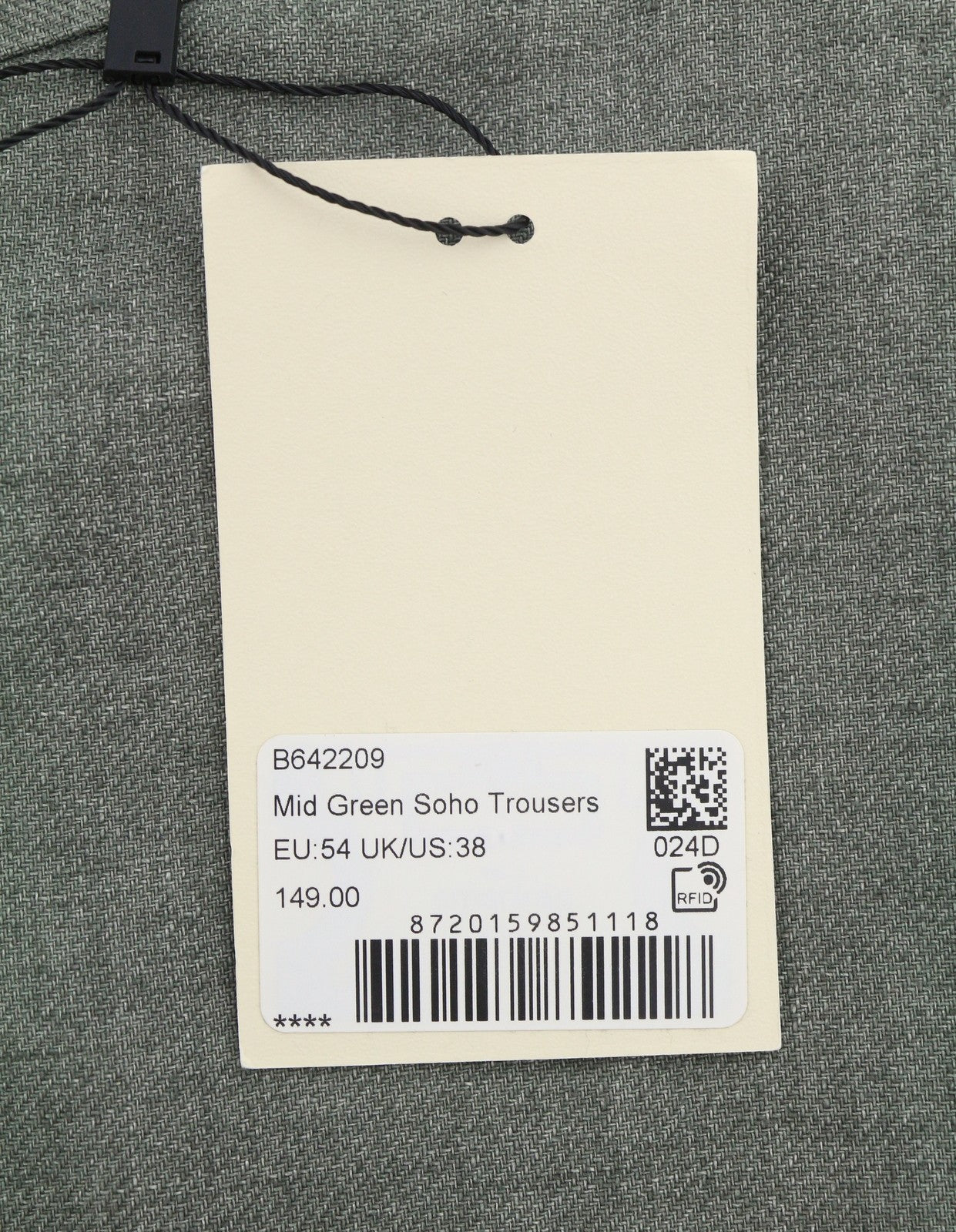 SUITSUPPLY Soho Men Trousers UK38R Green Melange Pure Linen Tapered Fit