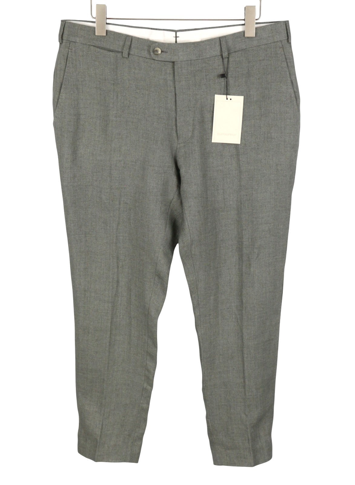 SUITSUPPLY Soho Men Trousers UK38R Green Melange Pure Linen Tapered Fit