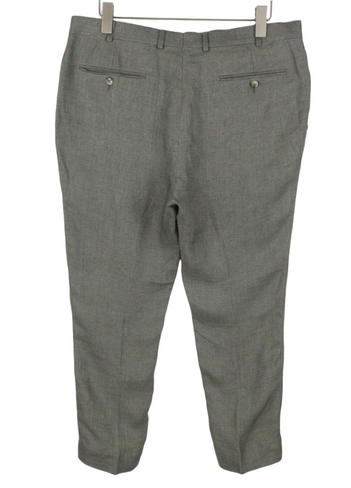 SUITSUPPLY Soho Men Trousers UK38R Green Melange Pure Linen Tapered Fit